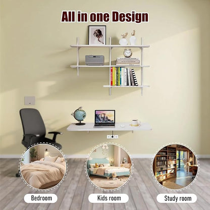 Pmnianhua Wall Mounted Folding Table, Foldable Drop Leaf Table, Wall Mount Fold - Image 5