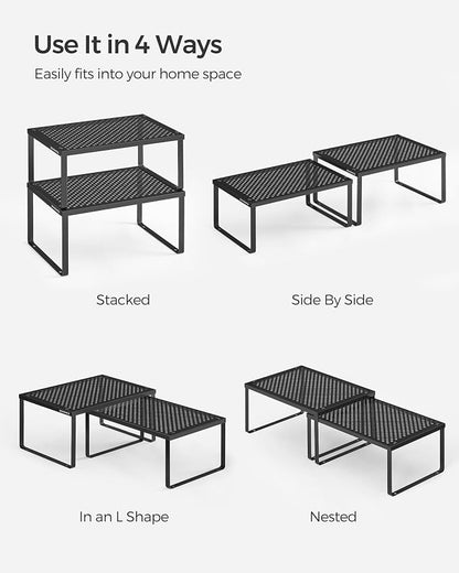 SONGMICS Spice Racks, Countertop Organizers, Shelf Risers, Expandable, Ink - Image 7