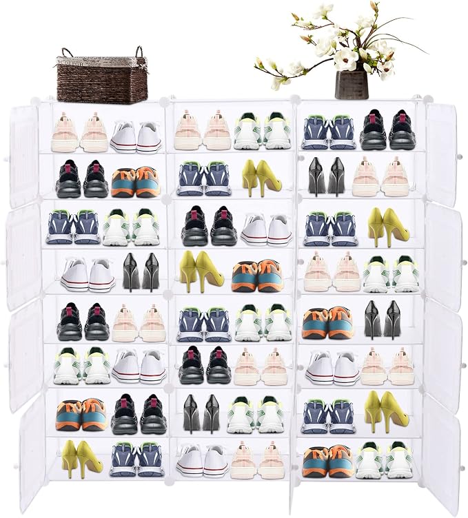 Portable Shoe Rack, 48 Pair DIY Shoe Storage Shelf Organizer, Plastic Shoe by ZERNEIL