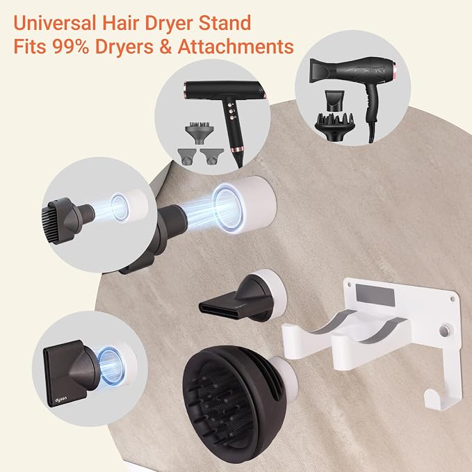 Hair Dryer Holder, Hair Dryer Holder Wall Mounted Self Adhesive Hairdryer - Image 3