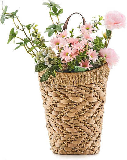 Handwoven Front Door Basket Water Hyacinth Wall Hanging Basket Decorative Boho by LGENHOOMHandwovenNaturalWaterHyacinthBasket