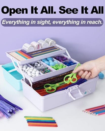 TERGOO 12in 3-Layer Plastic Craft Organizers and Storage, Portable Folding - Image 5