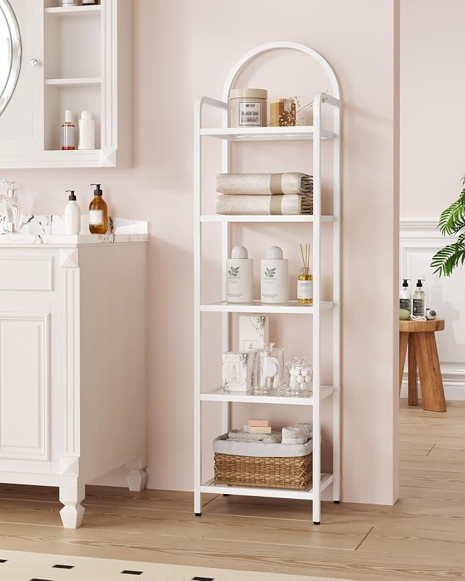 Hzuaneri Bookcase Bookshelf, Tempered Glass Bookshelves | Slim Shelving Unit - Image 7