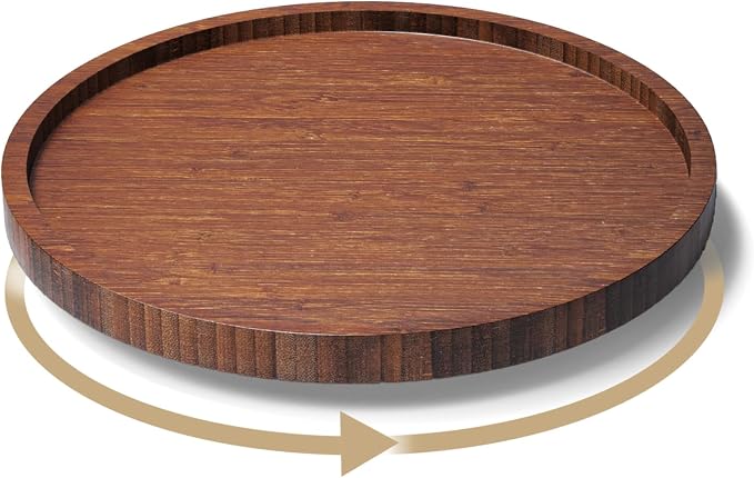 Lazy Susan Organizer for Kitchen, Bamboo Turntable for Cabinet, Small（Brown） by VERTORGAN
