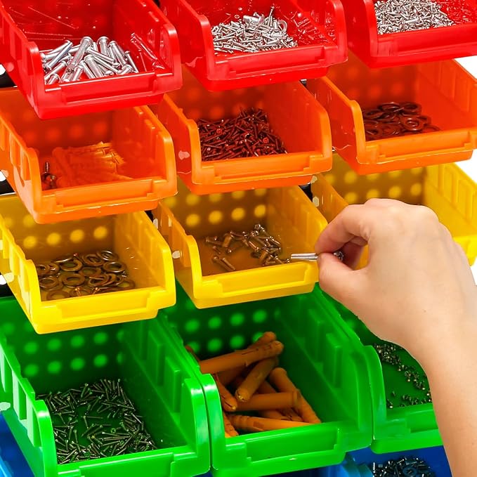 30-Bin Wall Mounted Storage Bins Kit, Tool Organizer Rack, Garage Hardware - Image 7
