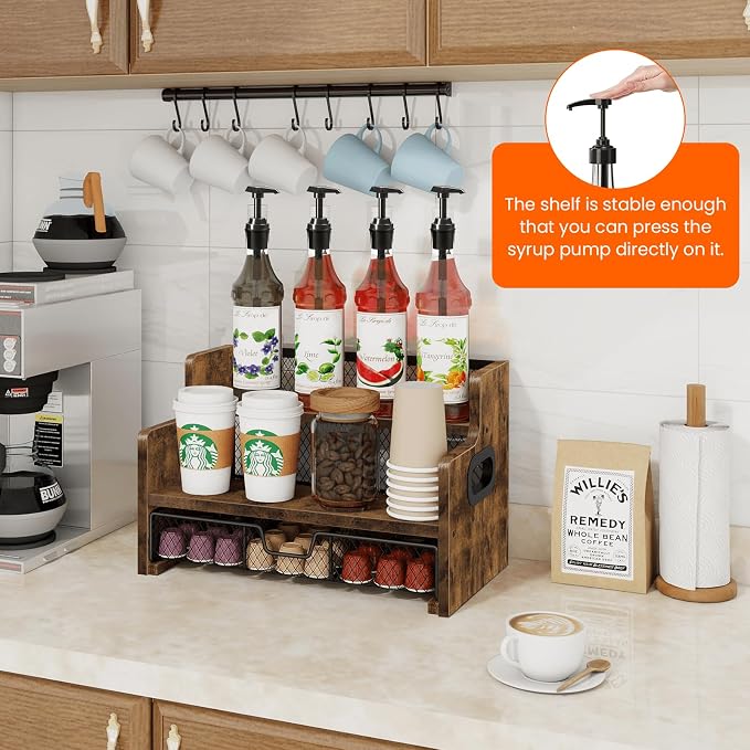 Homode Coffee Syrup Rack Organizer, 3-Tier 8 Bottles Syrup Holder Stand - Image 7