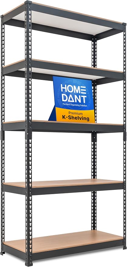 HOMEDANT 5 Tier Storage Shelves Adjustable Laminated Boltless Garage Metal by TheBestOrganizingSolution
