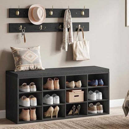HOOBRO Shoe Storage Bench with Cushion, 39.4" L Entryway Bench with 12 Cubbies - Image 8