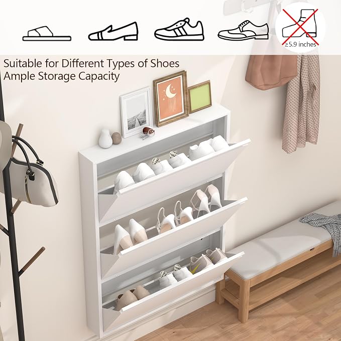 GREATMEET Shoe Rack for Closet, Slim Wall Mounted Metal Cabinet - Image 5