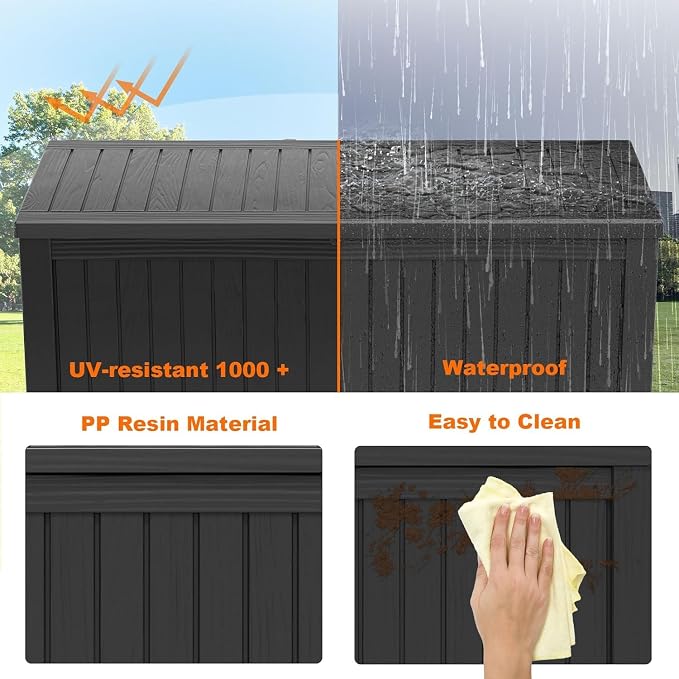 200 Gallon Large Deck Box, Resin Outdoor Storage Box - Image 7