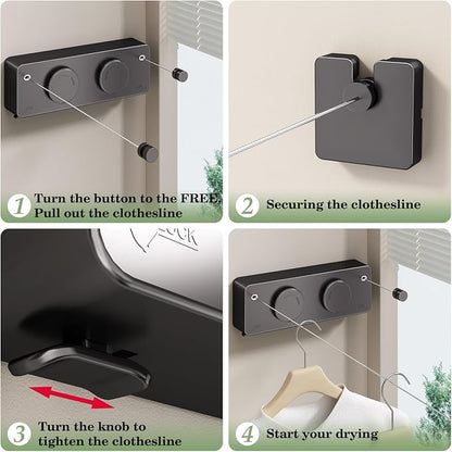 Danpoo Retractable Clothesline, Anti-Sag Adjustable Knob Heavy-Duty Clothes Line - Image 5