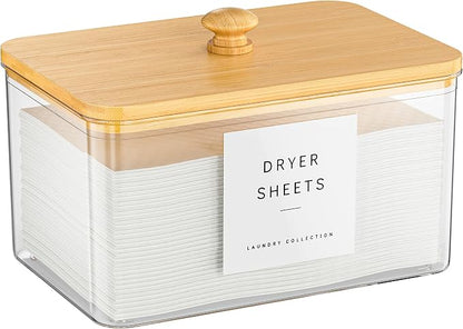 Dryer Sheet Holder with Lid, Dryer Sheet Dispenser with 6 Labels, Laundry Sheet by galasily