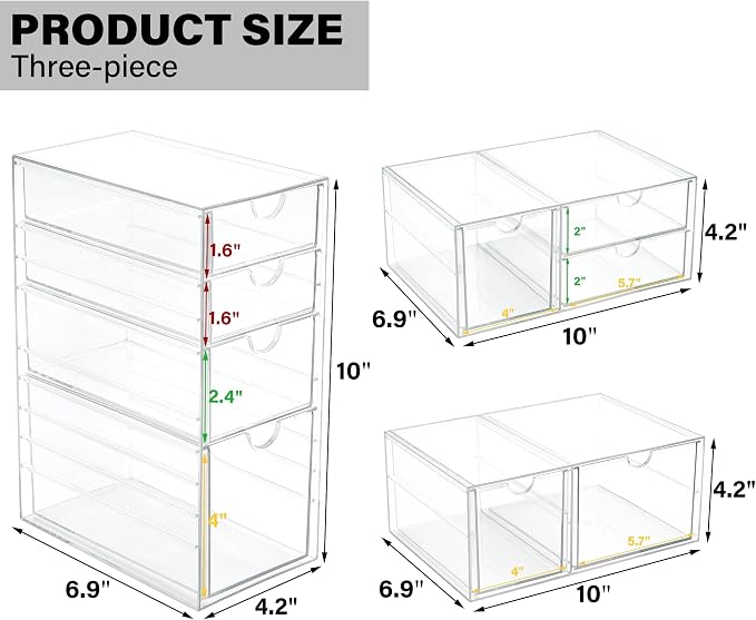 Prsildan Acrylic Drawer Makeup Organizer - Image 3
