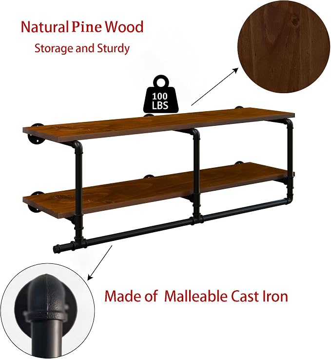 Wall Mounted Clothes Rack 12 Inch Deep, 48 Inch Heavy Duty Garment Rack - Image 7