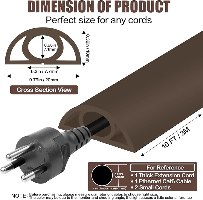 Floor Cord Cover Cable Cavity Self Adhesive Cord Hider Floor 10FT Floor Cable - Image 2