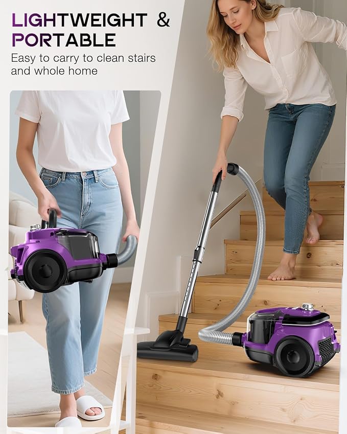 Zefiro Canister Vacuum Cleaner, Bagless Canister Vacuum - Image 4
