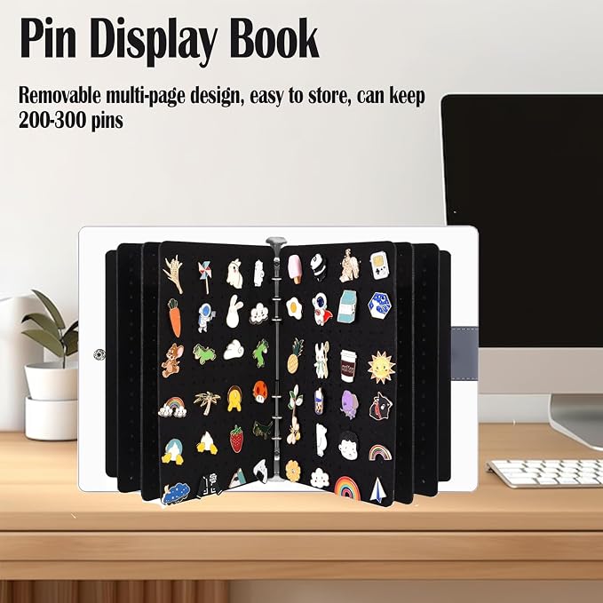Enamel Pin Display Book with 8 Pages, Portable Pin Trading Book Clear PVC Cover - Image 7