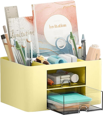 Marbrasse Pen Organizer with 2 Drawer, Desk Organizers and Accessories with 5 by Marbrasse