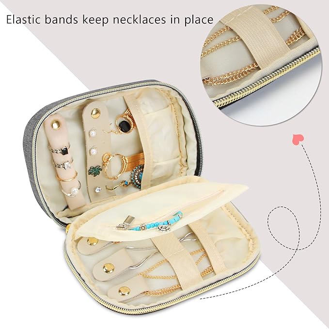 Teamoy Small Jewelry Travel Case, Portable Jewelry Organizer Bag - Image 2