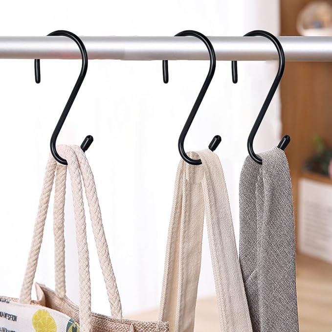 HiGift 24 Pack S Hooks for Hanging, 4-1/2 inch Large Black Vinyl Coated Metal S - Image 6