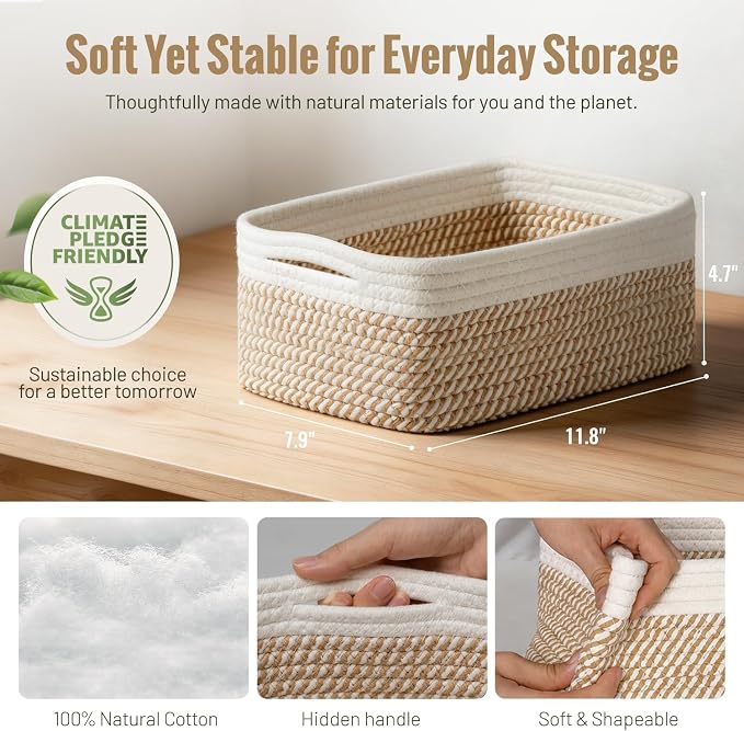 5 Pack Small Woven Storage Baskets - Image 3