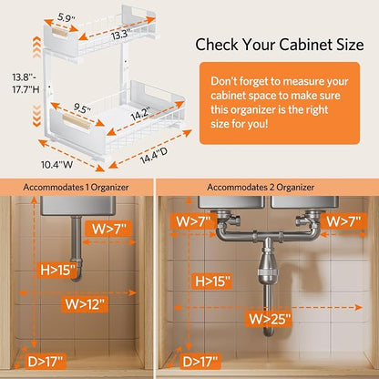 Delamu 2-Pack Under Sink Organizer, 2 Tier Pull out Under the Kitchen Sink - Image 2