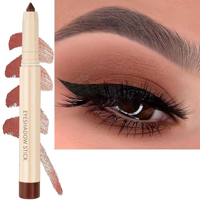 Brown Matte Eyeshadow Pencil, Waterproof Long Lasting Eye Shadow, High Pigment by Metfdlaig