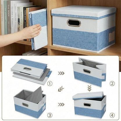 PRANDOM Storage Bins with Lids Linen Fabric Foldable Storage Boxes Organizer - Image 5