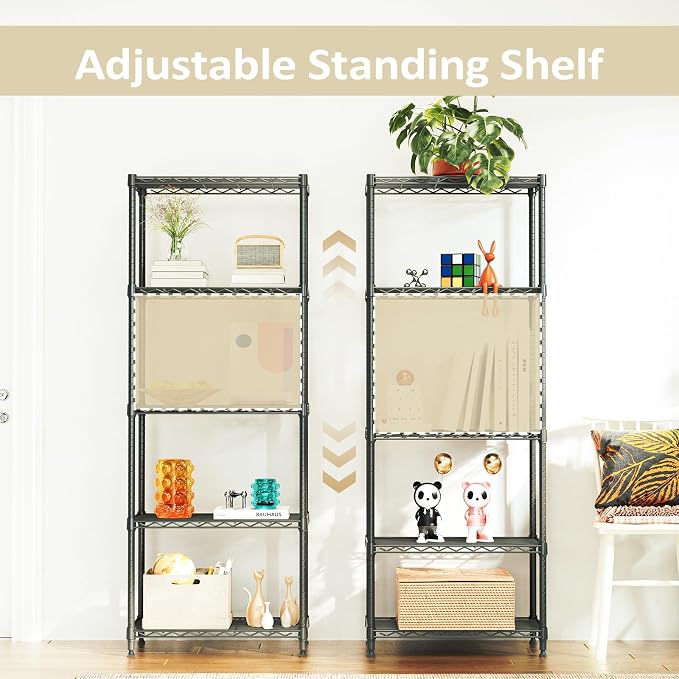 Wire Shelving Unit, 24” Metal Pantry Shelf, Adjustable Black Storage Rack | - Image 6