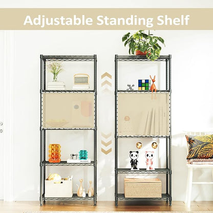 Wire Shelving Unit, 24” Metal Pantry Shelf, Adjustable Black Storage Rack | - Image 6