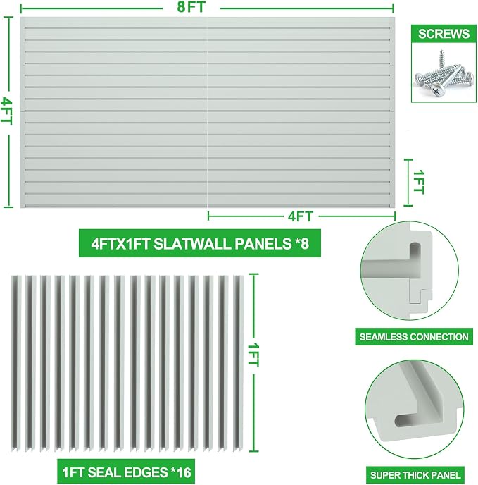 RELIANCER PVC Slat Wall Panels, 4ft by 8ft Garage Wall Organizer Storage System - Image 2