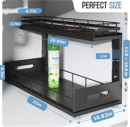 Under Sink Organizer Upgrade To Professional Rails, 2-Tier Dual Pull Out - Image 2