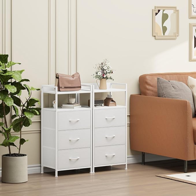 Somdot Nightstand with 3 Drawers, Fabric Dresser - Image 4