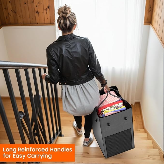 150L Laundry Hamper with Wheels, Rolling Laundry Basket with Metal Frame and - Image 7