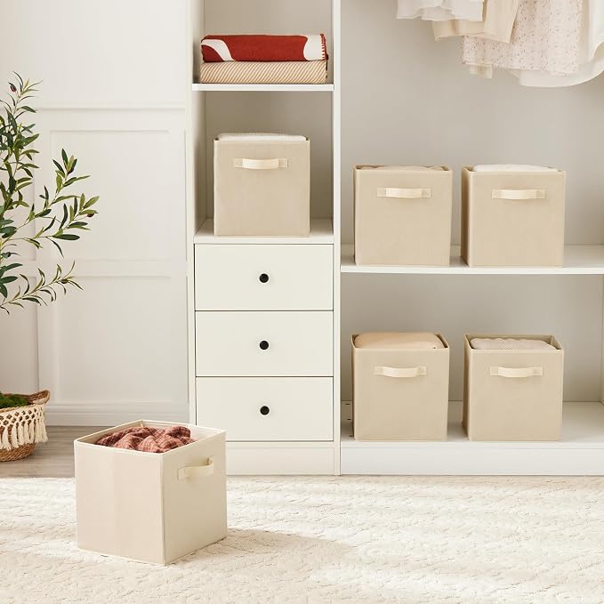 MAX Houser Fabric Cloth Storage Bins, Foldable Storage Cubes Organizer Baskets - Image 7
