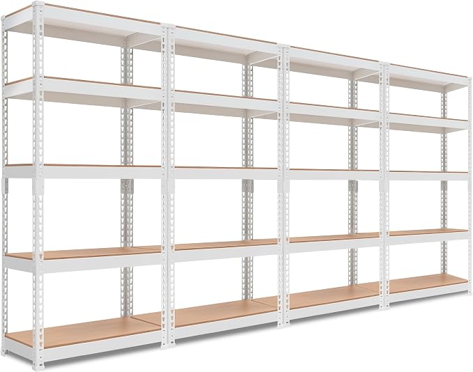 HOMEDANT 5 Tier Laminated White Boltless Metal Shelving Unit Adjustable Garage by TheBestOrganizingSolution