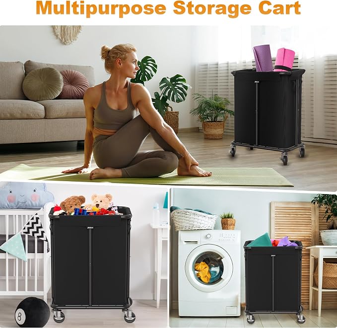 Hodonas Laundry Basket with Wheels, Rolling Laundry Hamper, 46 Gallons - Image 7