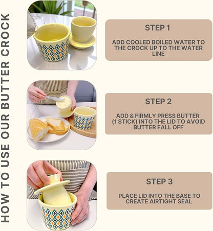 Butter Crock with Lid for Countertop, Butter Keeper Crock with Water, French - Image 8