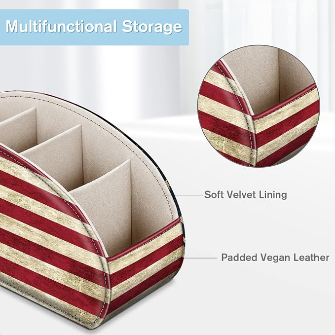 FINTIE Remote Control Holder, 5 Compartments Vegan Leather TV Remoter Caddy - Image 2