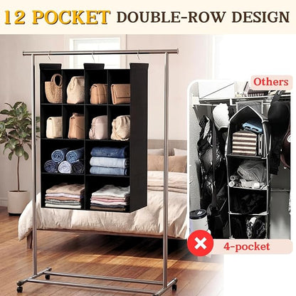Ofiray-home 4 Tier Hanging Closet Organizer, 12 Compartments Sweater Organizer - Image 4