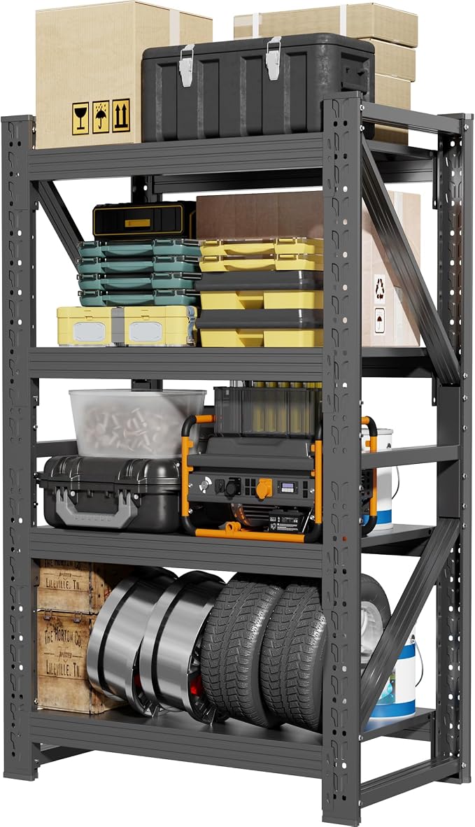 48" W Garage Shelving, 4-Tier Heavy Duty Storage Shelves Unit - Image 9