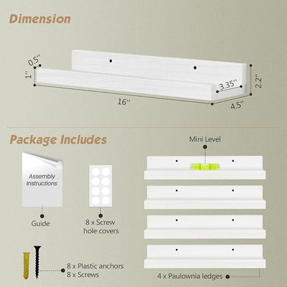 Forbena White Picture Ledge Shelf, Floating Shelves - Image 2