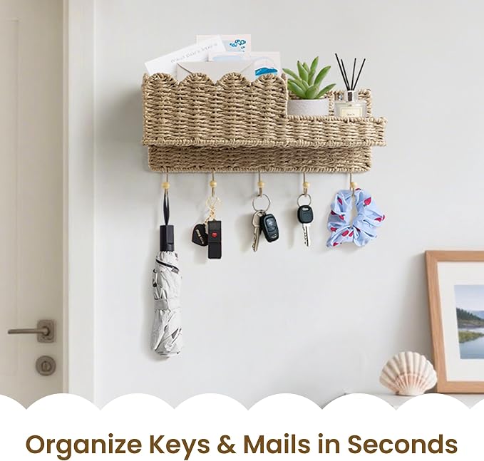 AELS Scalloped Woven Wall Mount Key Holder - Image 5