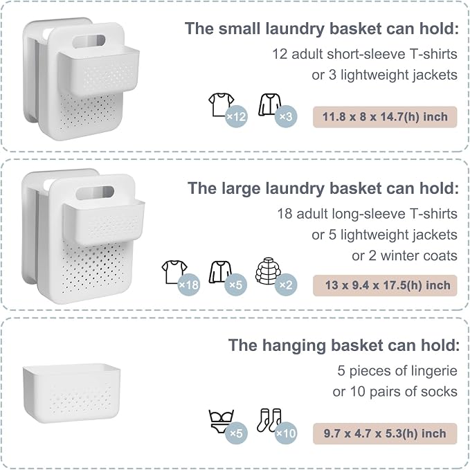 Goderewild Small Collapsible Laundry Basket, Space-Saving Wall-Mounted Hamper - Image 4