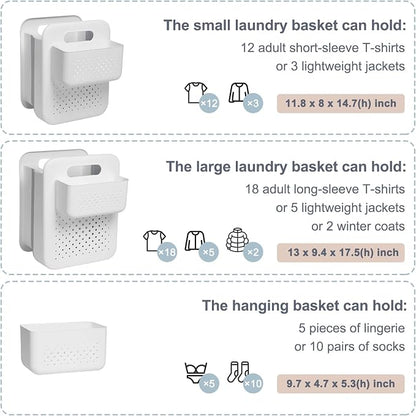 Goderewild Small Collapsible Laundry Basket, Space-Saving Wall-Mounted Hamper - Image 4