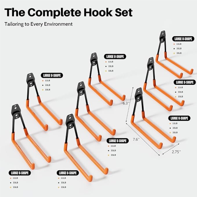 Garage Hooks Heavy Duty, 10 Pack Wall Mount Storage Hangers - Image 2