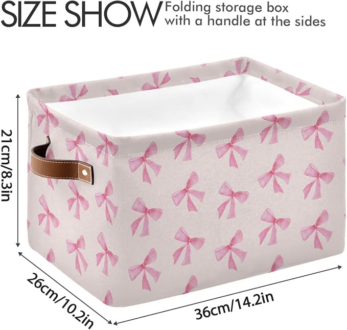 Pink Bow Foldable Storage Basket - Image 3