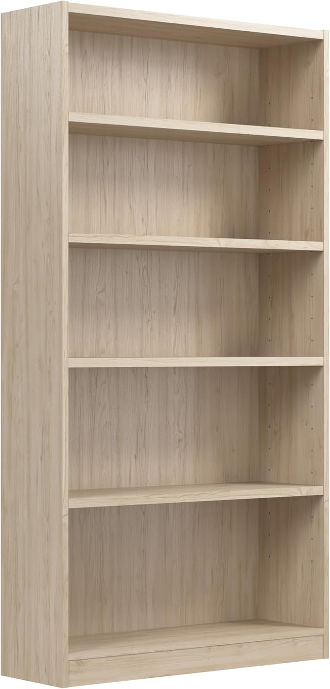 Bush Furniture Universal Tall 5 Shelf Bookcase in Natural Elm, Vertical Storage by BushBusinessFurniture