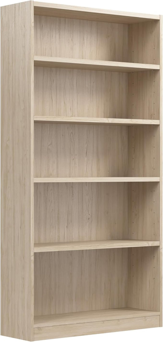 Bush Furniture Universal Tall 5 Shelf Bookcase in Natural Elm, Vertical Storage by BushBusinessFurniture