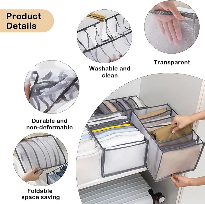 Wardrobe Clothes Organizer, 7 Grids Washable Wardrobe Clothes Organizer - Image 5